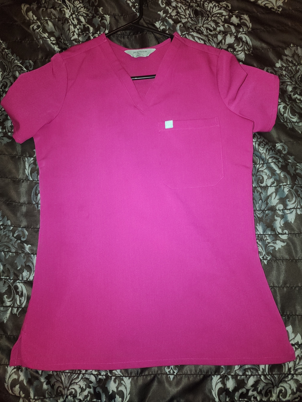 Girls' Fuchsia V-Neck Top with Pocket